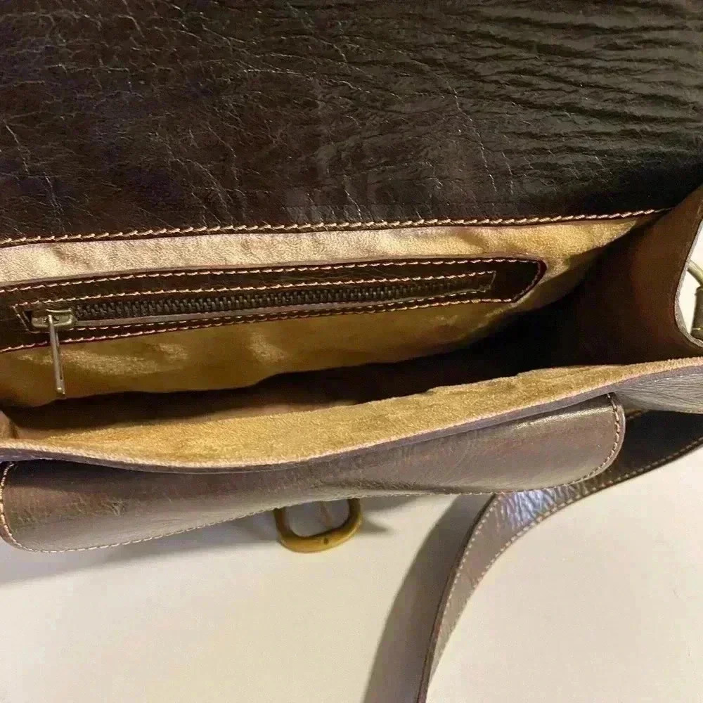 Handmade vintage brown leather handbag - Picture 8 of 9